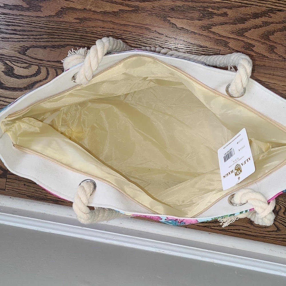 Large canvas tropical print tote bag NWT - Picture 2 of 8